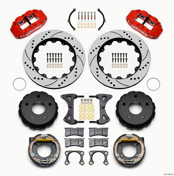 Wilwood Narrow Superlite 4R Rear P-Brk Kit 14.00in Drill Red Small Ford 2.36in Off Bronco 5 x 5.50 140-13332-DR