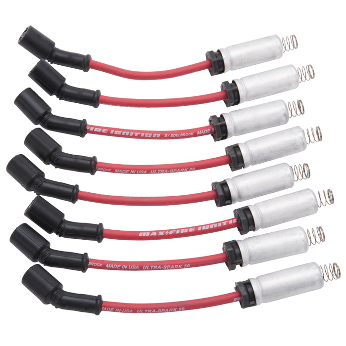 Edelbrock Spark Plug Wire Set Ls Kit w/ Metal Sleeves 99-15 50 Ohm Resistance Red Wire (Set of 8) 22715