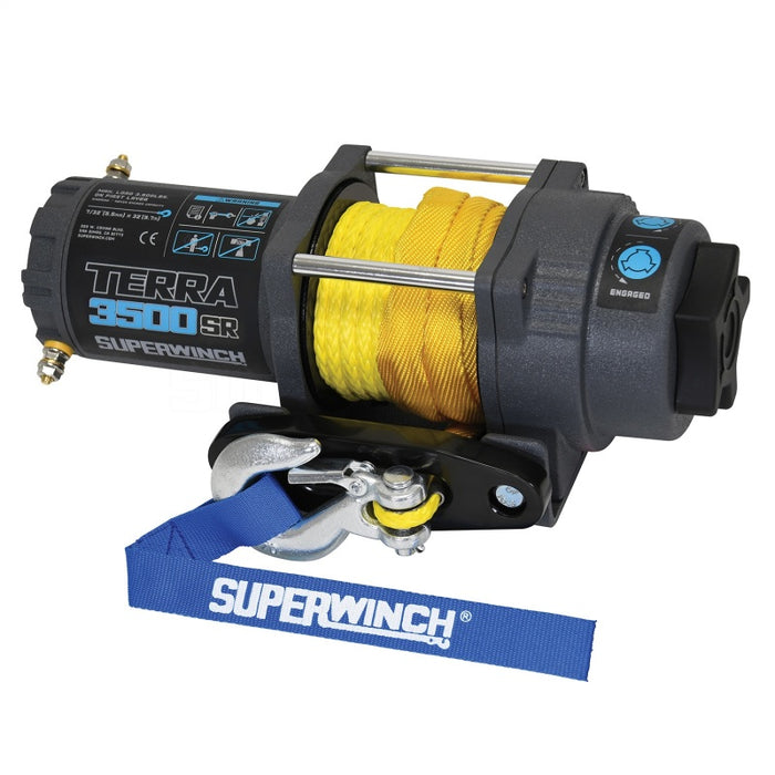 Superwinch 3500 LBS 12V DC 7/32in x 32ft Synthetic Rope Terra 3500SR Winch Gray Wrinkle 1135270