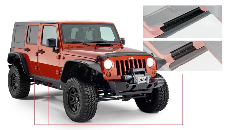 Bushwacker 07-18 compatible with Jeep Wrangler Unlimited Trail Armor Rocker Panel and Sill Plate Cover Black 14012