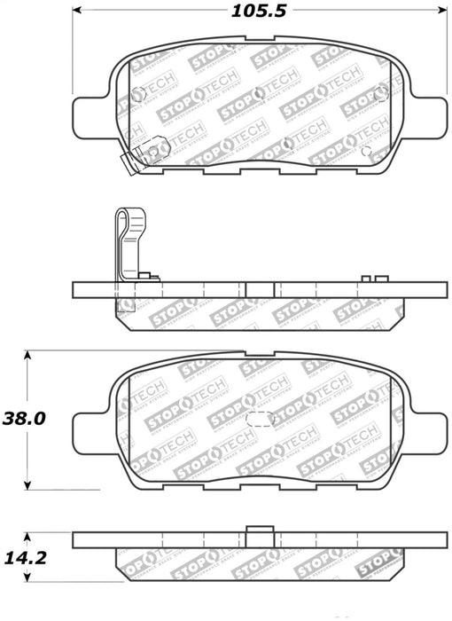 StopTech Street Touring 6/02-08 350z / 01-08 G35 Rear Brake Pads 308.0905