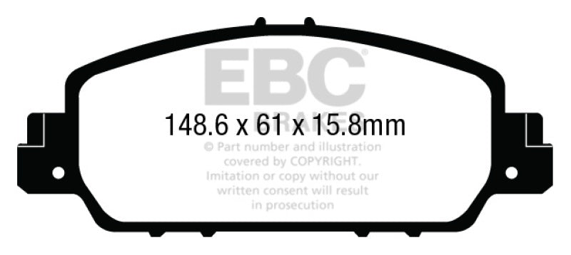 EBC 13+ Honda Accord Coupe 2.4 EX Ultimax2 Front Brake Pads UD1654