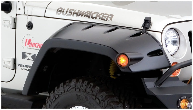 Bushwacker 07-18 compatible with Jeep Wrangler Max Pocket Style Flares 2pc Extended Coverage Black 10045-02