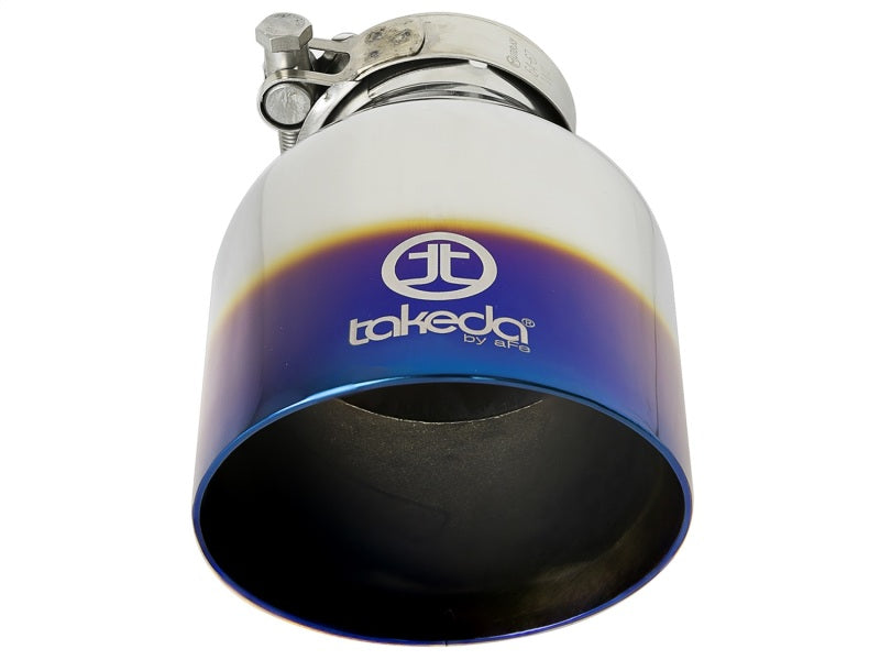 aFe Takeda 304 Stainless Steel Clamp-On Exhaust Tip 2.5in. Inlet / 4.5in. Outlet Blue Flame 49T25454-L07