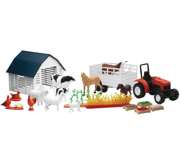 New Ray Toys Country Life Playset Barnyard with Tractor/ Garden Rows and Animals 04106A