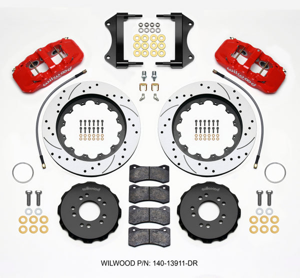 Wilwood AERO6 Front Hat Kit 15.00 Drilled Red 2014-up Corvette C7 w/Lines 140-13911-DR