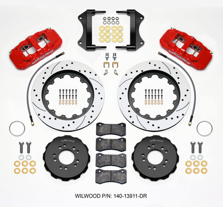 Wilwood AERO6 Front Hat Kit 15.00 Drilled Red 2014-up Corvette C7 w/Lines 140-13911-DR