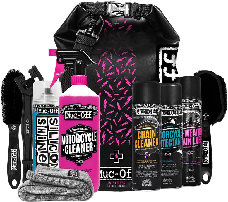 Muc-Off Ultimate Motorcycle Cleaning Kit - Motorcycle Detailing Kit, Motorcycle Accessories for Cleaning - Includes Motorcycle Cleaner and Chain Lube