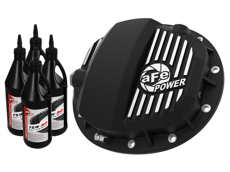 aFe Pro Series GMCH 9.5 Rear Diff Cover Black w/Mach Fins & Gear Oil 19-20 GM Silverado/Sierra 1500 46-71141B