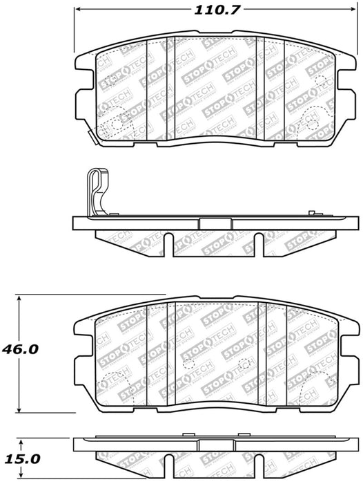 StopTech Street Select Brake Pads w/Hardware Rear 305.1275