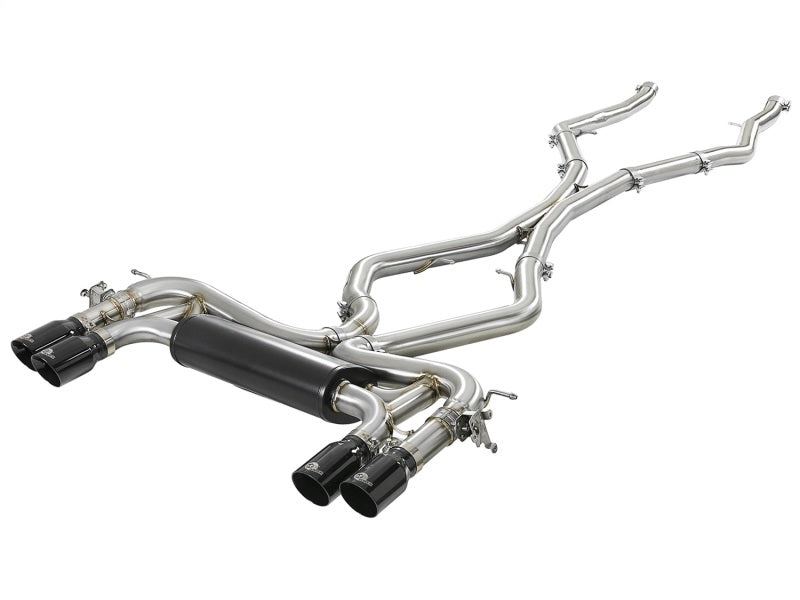 aFe MACH Force-Xp 3.5in. 304 SS C/B Exhaust System 15-18 BMW X5 M (F85) V8-4.4L (tt) Black Tip 49-36341-B