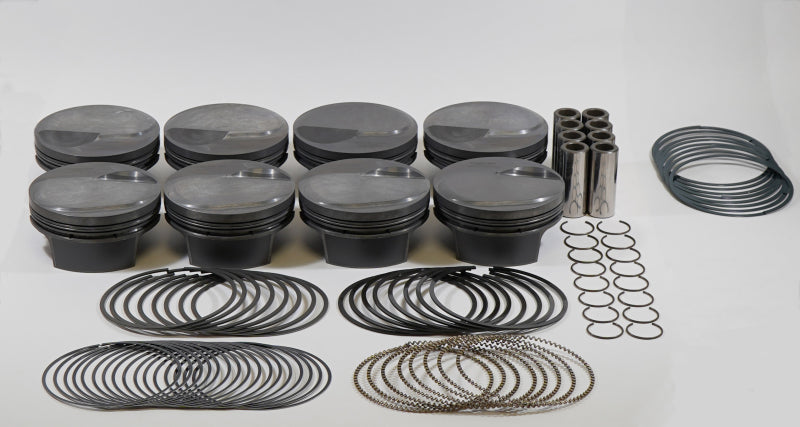 Mahle MS Piston Set BBC 555ci 4.560in Bore 4.25in Stroke 6.385in Rod .990 Pin 13cc 10.8 CR Set of 8 928965360