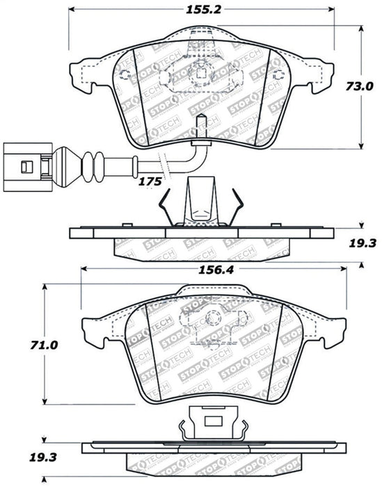 StopTech Street Touring 08-09 VW Golf R/Golf R32 / Front Brake Pads 308.09153