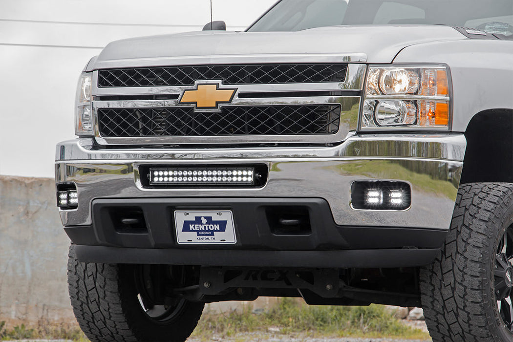 Rough Country Led Light Kit Fog Mount Dual 2" Black Pair Chevy Silverado 2500 Hd/3500 Hd (11-14) 70628