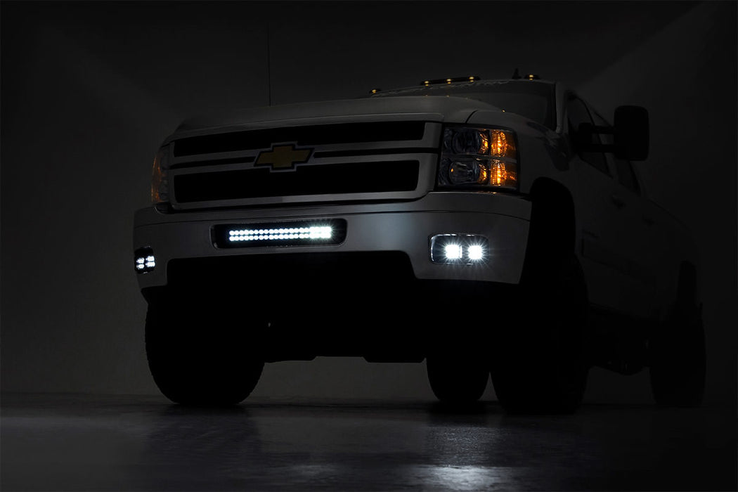 Rough Country Led Light Kit Fog Mount Dual 2" Black Pair Chevy Silverado 2500 Hd/3500 Hd (11-14) 70628