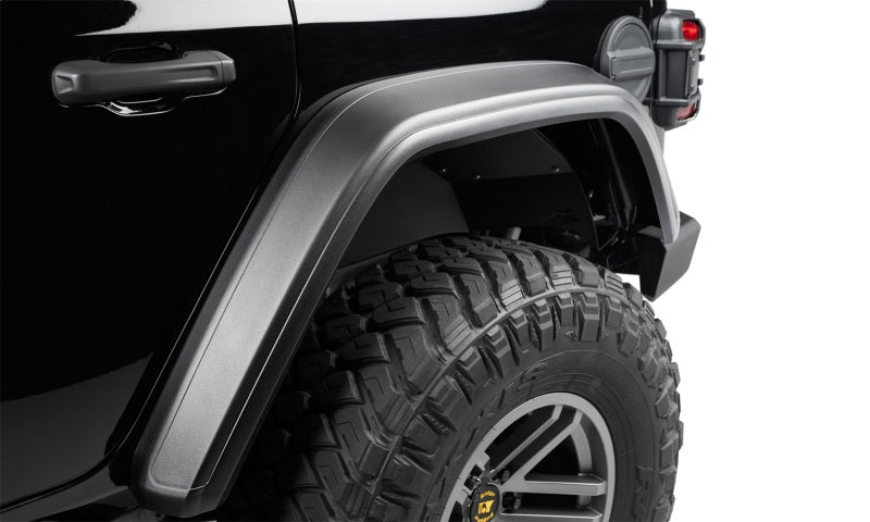 Bushwacker 18-21 compatible with Jeep Wrangler JL (2-Door & 4-Door) Flat Style Flares 4pc Black 11950-07