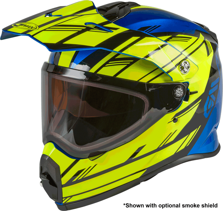 GMAX AT-21S Adventure Dual Lens Shield Snow Helmet (Blue/Hi-Vis/Black, X-Large)