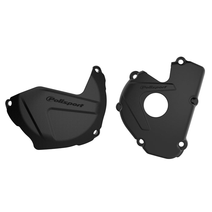 Polisport Clutch and Ignition Cover Protector Kit (Black) - Compatible with Yamaha