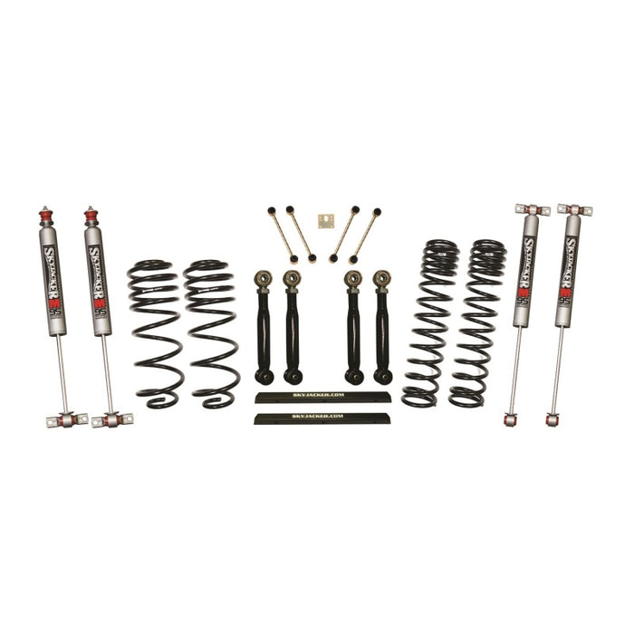 Skyjacker 97-02 compatible with Jeep TJ 4in D-Rate Long Travel Kit w/ Adj FR/RR Lower Flex Links/M95 Monotube Shocks TJ401BPMLTX