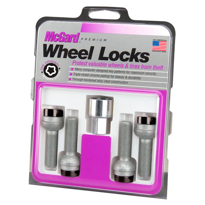 McGard Wheel Lock Bolt Set 4pk. (Radius Seat) M14X1.5 / 17mm Hex / 45.0mm Shank Length Black 28317