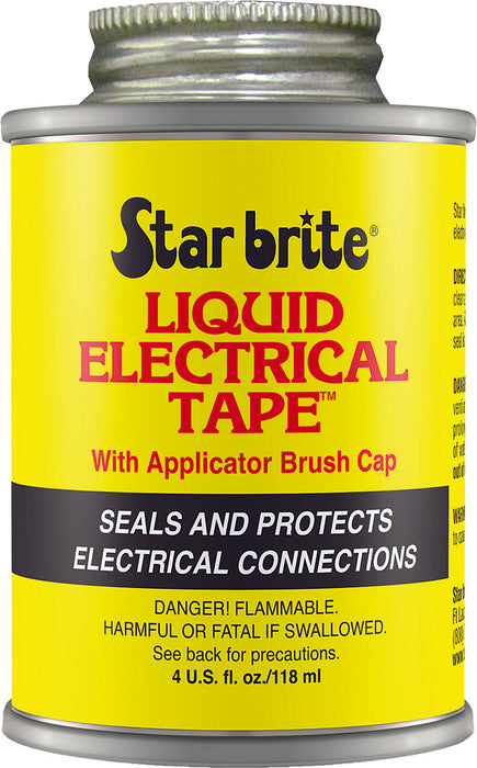 STAR BRITE Liquid Electrical Tape, Black - 4 OZ Can with Applicator Brush - Waterproof, UV-Resistant, Dielectric Sealant for Wires & Cables, Marine & Home Use (084104B)