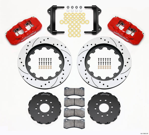 Wilwood AERO6 Front Hat Kit 15.00 Drilled Red 97-04 Corvette C5/Z06 05-13 C6 140-13903-DR
