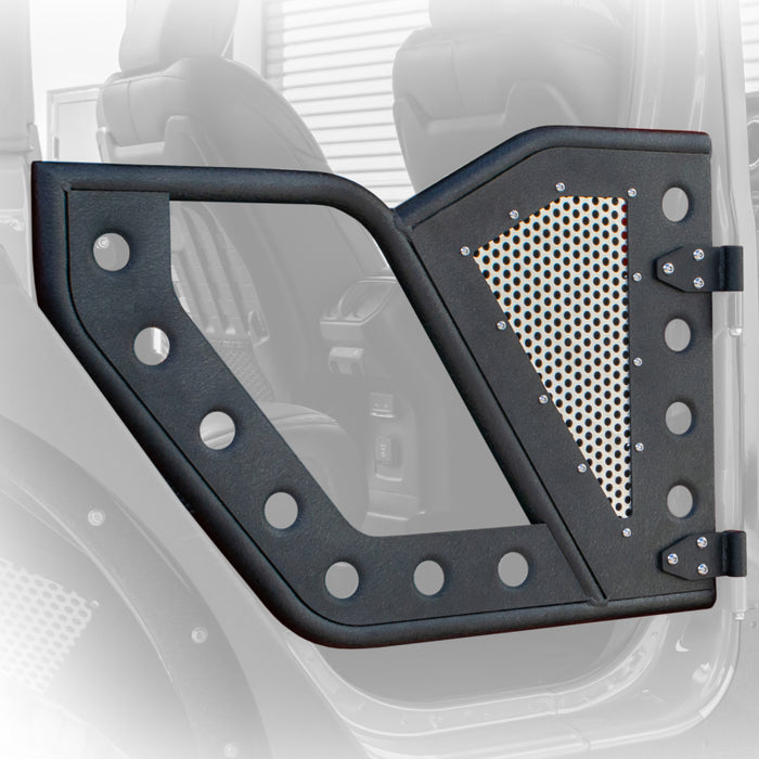 DV8 Offroad compatible with Jeep 18+ Wrangler JL / 20+ Gladiator JT Rear Rock Doors w/ Perforated Aluminum Mesh RDJL-01R