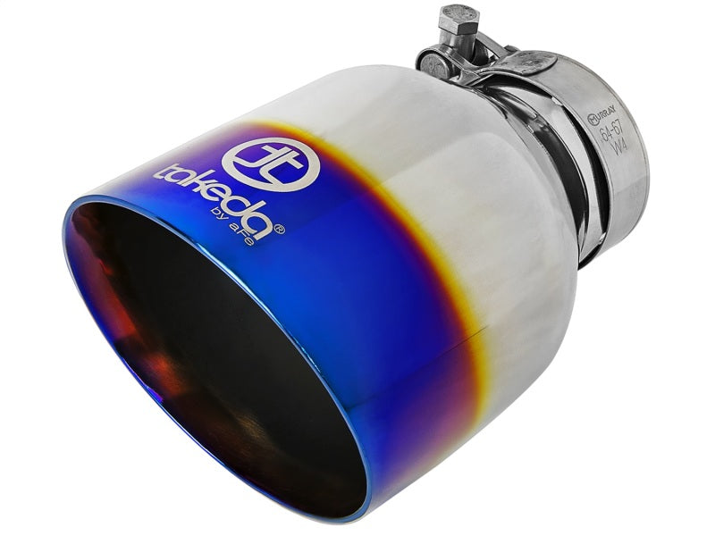 aFe Takeda 304 Stainless Steel Clamp-On Exhaust Tip 2.5in. Inlet / 4.5in. Outlet Blue Flame 49T25454-L07