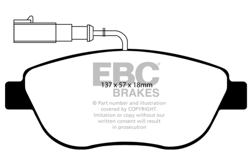 EBC 12+ Fiat 500 1.4 Turbo Abarth Redstuff Front Brake Pads DP31383C