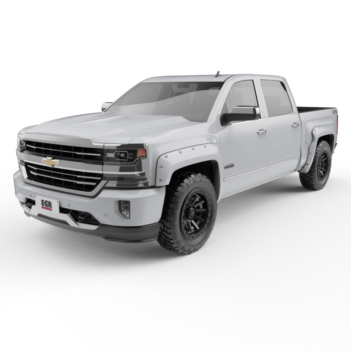 EGR 14+ Chev Silverado 5ft Bed Bolt-On Look Color Match Fender Flares Set Summit White 791674-GAZ