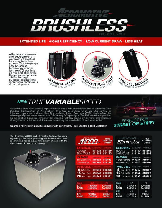 Aeromotive Variable Speed Controlled Fuel Pump Round In-line Brushless Eliminator 11190