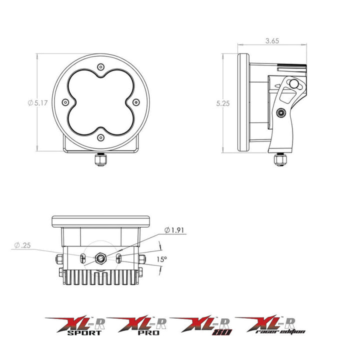 Baja Designs XL R 80 Wide Cornering LED Light Pods Amber 760015