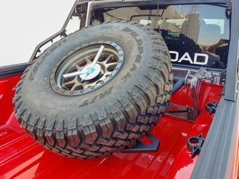 DV8 Offroad 2019+ compatible with Jeep Gladiator In-Bed Adjustable Tire Carrier TCGL-01