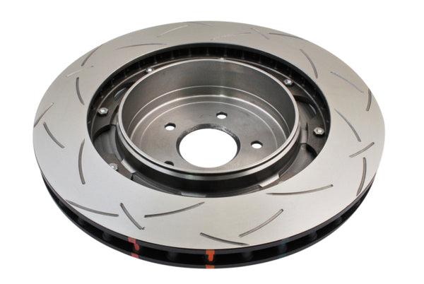 DBA 09+ Compatible with Nissan GTR R-35 Rear Slotted 5000 Series 2 Piece Rotor Assembled w/ Black Hat 52321BLKS