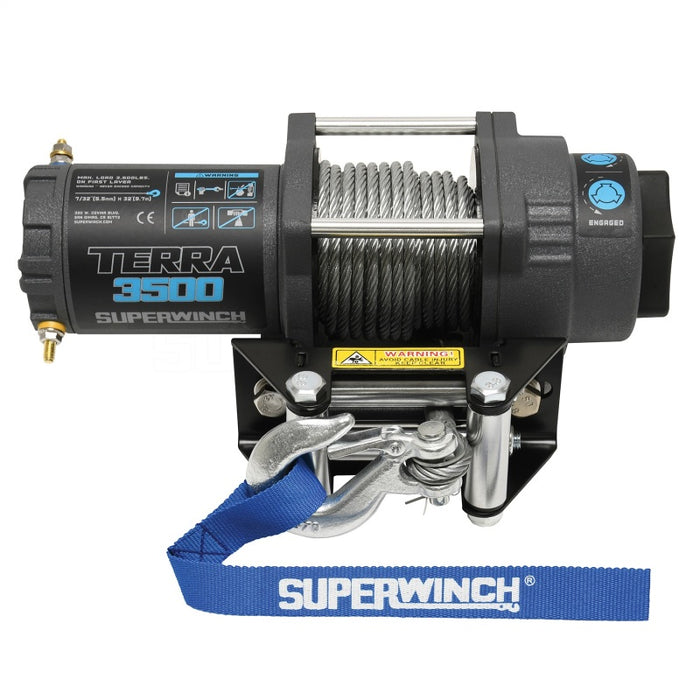 Superwinch 3500 LBS 12V DC 7/32 in x 32 ft Steel Rope Terra 3500 Winch Gray Wrinkle 1135260