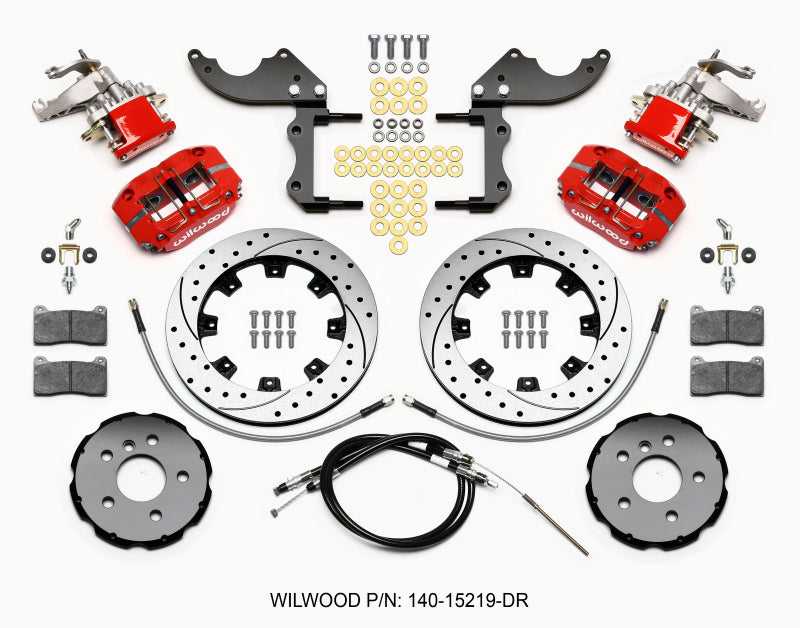 Wilwood Dynapro Radial4 / MC4 Rear Kit 12.19 Drilled Red 2014-2015 Mini Cooper w/Lines & Cables 140-15219-DR