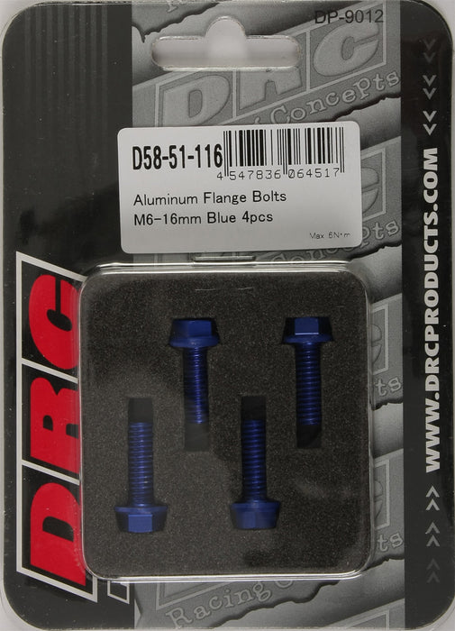 DRC Aluminum Flange Bolts Blue 6x16mm 4 Pack D58-51-116