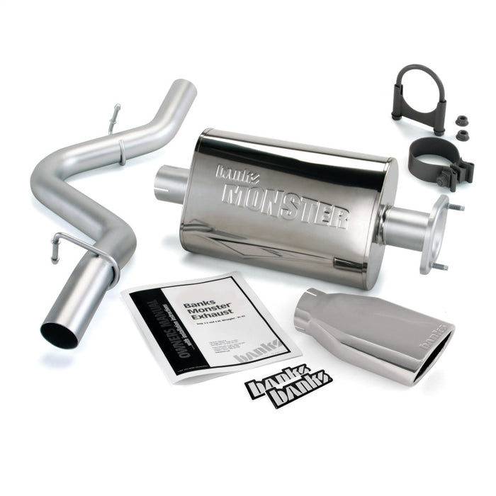 Banks Power 04-06 compatible with Jeep 4.0L Wrangler Unlimited Monster Exhaust Sys SS Single Exhaust w/ Chrome Tip 51315