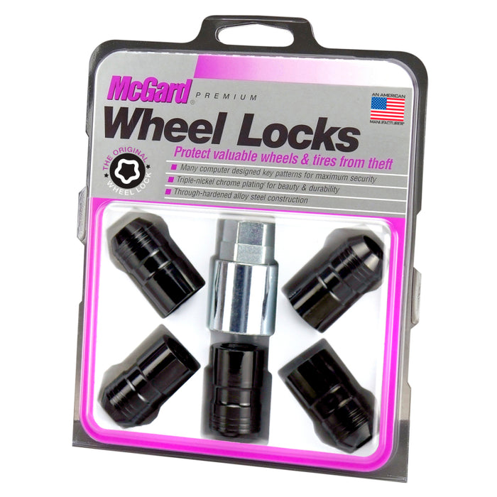 McGard Wheel Lock Nut Set 5pk. (Cone Seat) M14X1.5 / 22mm Hex / 1.639in OAL Black 24516