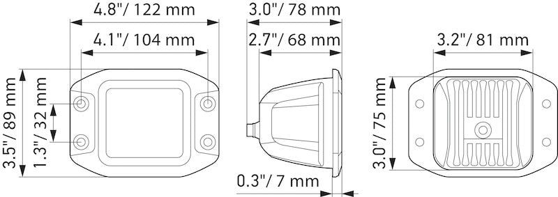 Hella Universal Black Magic 3.2in L.E.D. Cube Kit Flood Beam (Flush Mount) 358176831