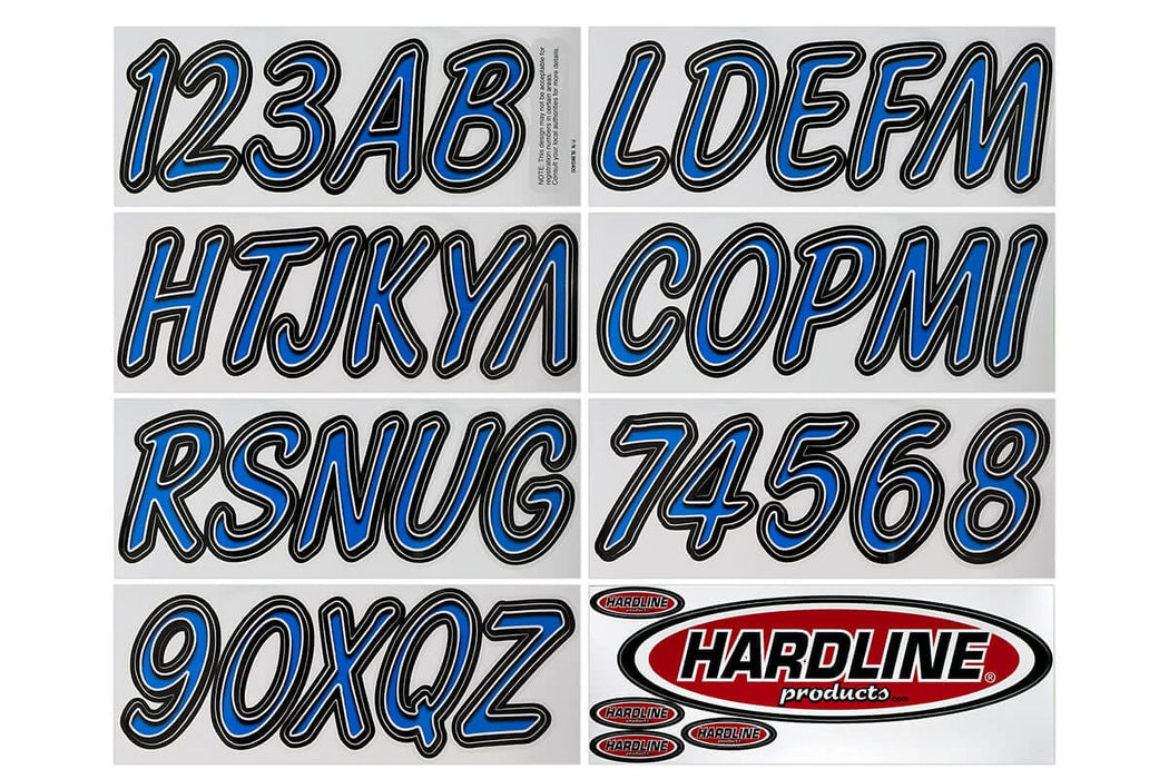 Hardline Boat Lettering Registration Kit 3 in. 400 Blue/Black BLBKG400