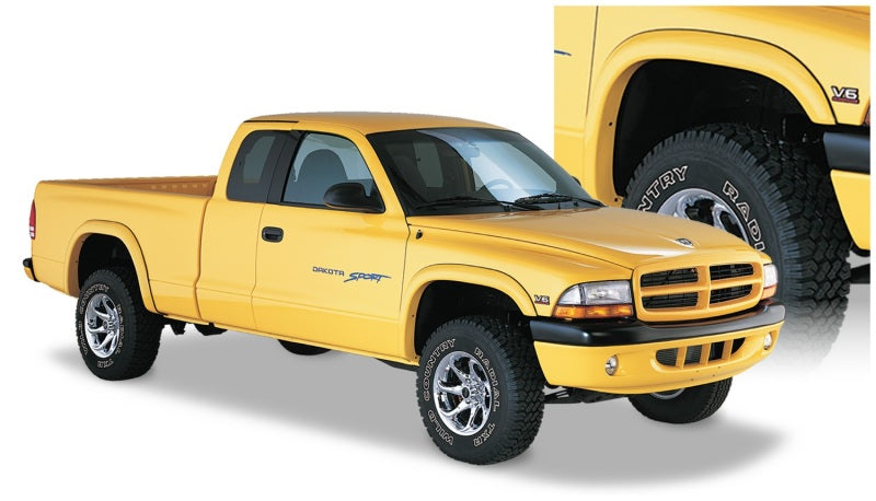 Bushwacker 97-04 Compatible with Dodge Dakota Fleetside Extend-A-Fender Style Flares 4pc Black 51905-02