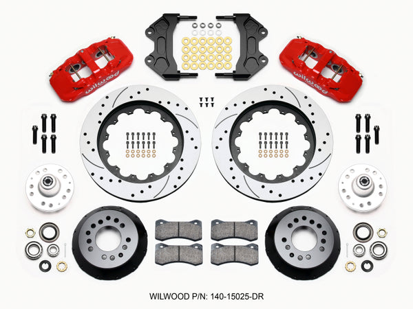 Wilwood AERO6 Front Hub Kit 15.00 Drilled-Red WWE ProSpindle 140-15025-DR