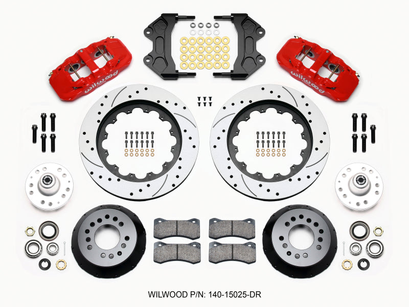 Wilwood AERO6 Front Hub Kit 15.00 Drilled-Red WWE ProSpindle 140-15025-DR