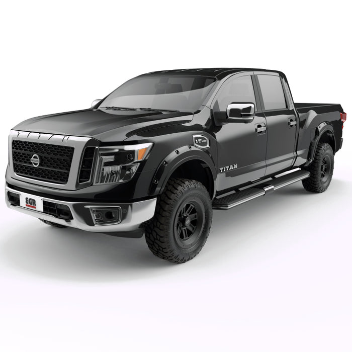 EGR 16+ Compatible with Nissan Titan XD Bolt-On Look Color Match Fender Flares Set Black Metallic 795904-G41