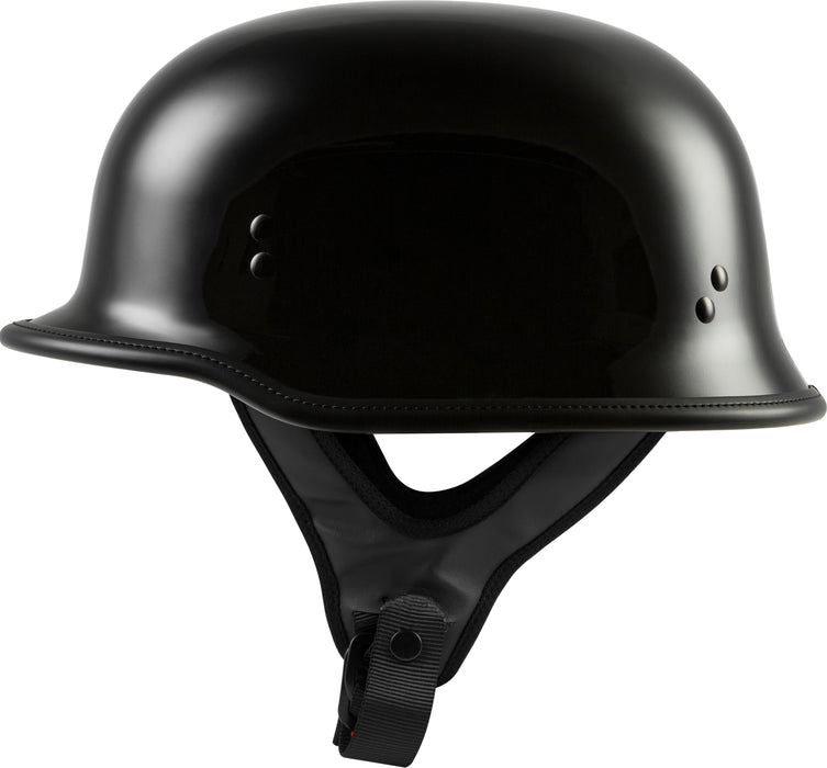 Highway 21 Motorcycle 9mm Half Helmet (German Style) (Black, Small)