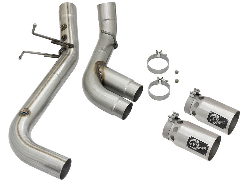 aFe Victory Series 4in 409-SS DPF-Back Exhaust w/ Dual Polished Tips 2017 GM Duramax V8-6.6L(td) L5P 49-44089-P