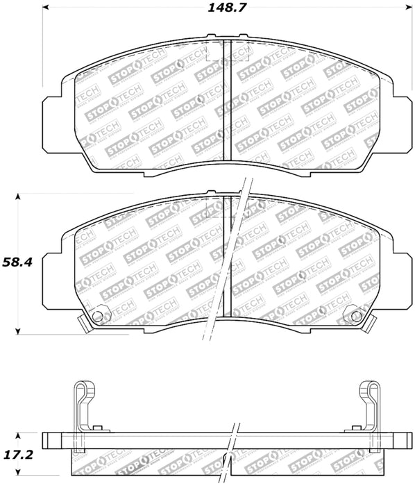 StopTech Street Touring 04-09 Acura TSX / 09 Accord V6 Coupe ONLY Front Brake Pads 308.0787