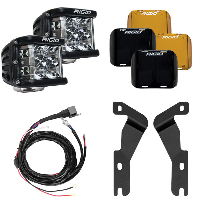 Rigid Industries 16-20 Toyota Tacoma A-Pillar Light Mount Kit (Incl. D-SS Flood/Black/Yellow Covers) 46707