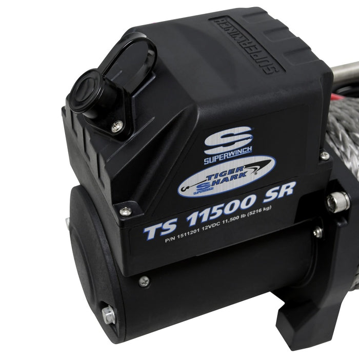 Superwinch 11500 LBS 12V DC 3/8in x 80ft Synthetic Rope Tiger Shark 11500 Winch 1511201